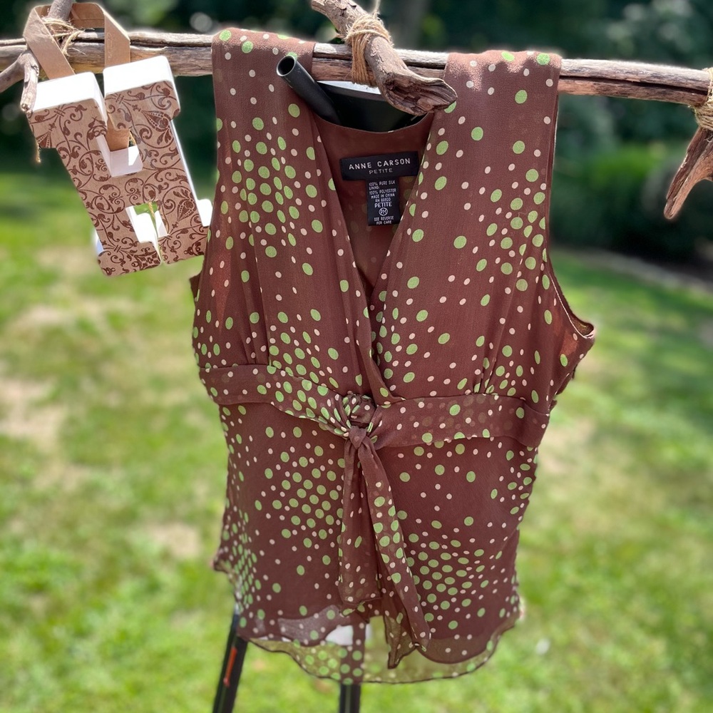 Lined polka dot tank is wash and wear!